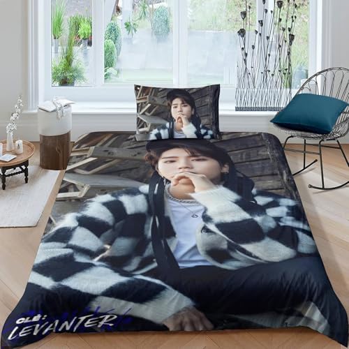 EOASNRTCB Stray Kids Bettwäsche-Set, 3D Drucken Stray Kids, Set Mit Kissenbezug Und Bettbezug, Bettwäsche, Zipper Öffnen Und Schließen, Geschenke Für Kinder Single（135x200cm） von EOASNRTCB