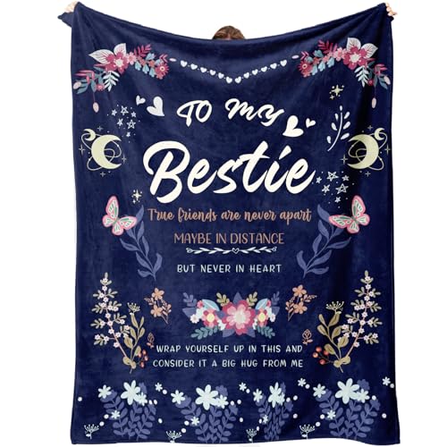 Bestie Geschenke für Frauen zum Muttertag – Beste Freundin Decke Geschenk 152,4 x 127,7 cm – Bestie Geschenk, beste Freundin Happy Birthday Geschenke – Freundschafts-Flanell-Überwurfdecke "Thinking of von EOBIBIFUN
