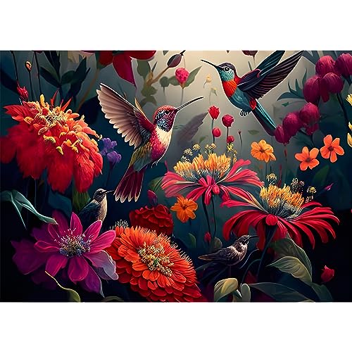 EOBROMD Diamond Painting Erwachsene Kolibris, 5D Diamant Painting Bilder Erwachsene Blumen, DIY Diamond Painting Bilder Diamant Malerei Tiere Set für Wanddekoration 30x40cm von EOBROMD