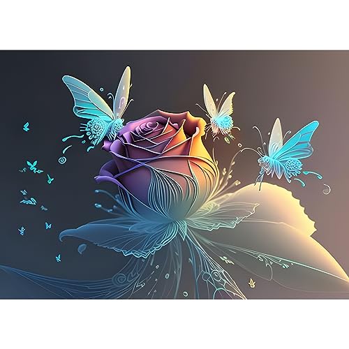 EOBROMD Diamond Painting Erwachsene Schmetterling, 5D Diamant Painting Bilder Erwachsene Blume, DIY Diamond Painting Bilder Diamant Malerei Set für Wanddekoration 30x40cm von EOBROMD