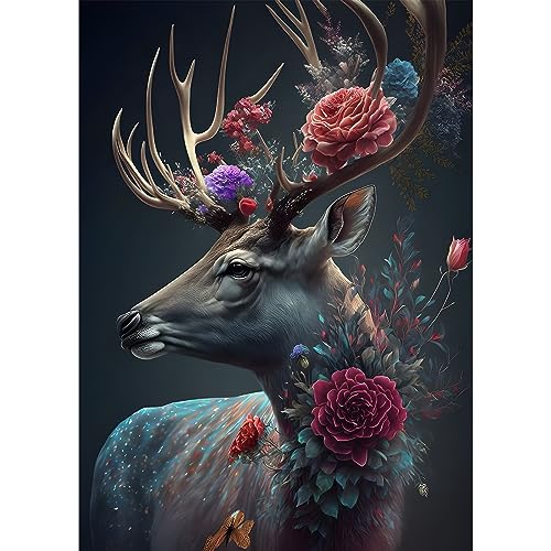 EOBROMD Diamond Painting Erwachsene Tiere, 5D Diamant Painting Bilder Erwachsene Blumen, DIY Diamond Painting Bilder Diamant Malerei Hirsche Set für Wanddekoration 30x40cm von EOBROMD