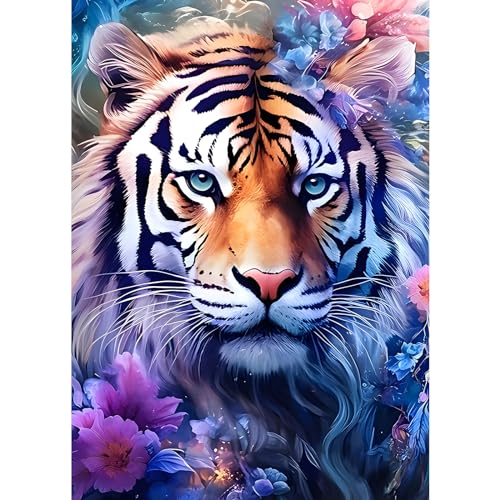 EOBROMD Diamond Painting Erwachsene Tiger, 5D Diamant Painting Bilder Erwachsene Tiere, DIY Diamond Painting Bilder Diamant Malerei Blumen Set für Wanddekoration 30x40cm von EOBROMD