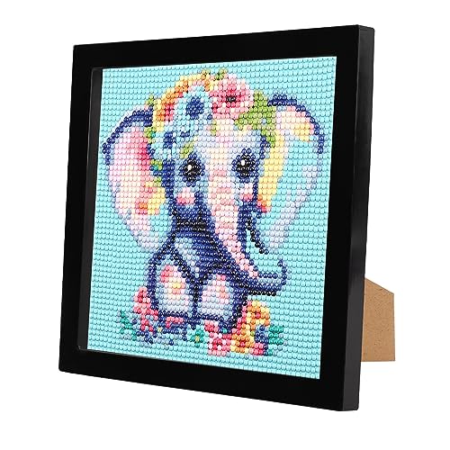 EOBROMD Elefant Diamond Painting Kinder, Diamond Painting mit Rahmen, 5D Diamant Painting Bilder Kinder Blumen, Tiere Diamant Painting Bilder Arts Craft für Home Decor Geschenk 18x18cm von EOBROMD