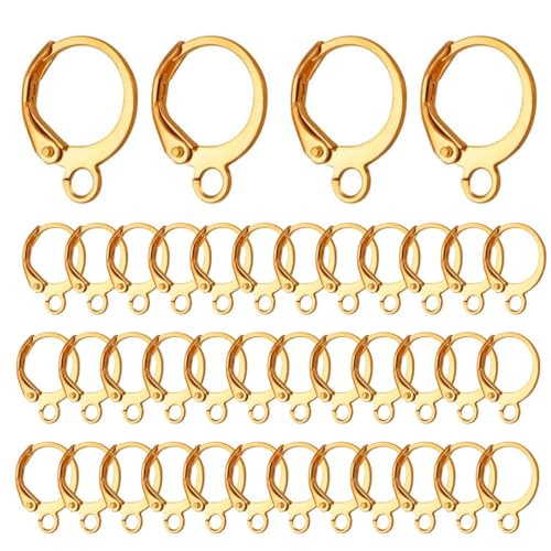 EODKSE 40 Stück Gold Hypoallergene Creolen Edelstahl Ohrringe Creolen Weinglas Charms, Brisuren Ohrringe Mit Schleifen Edelstahl Ohrringe DIY Zubehör Brisuren Ohrhaken Creolen Basteln von Ohrhängern von EODKSE