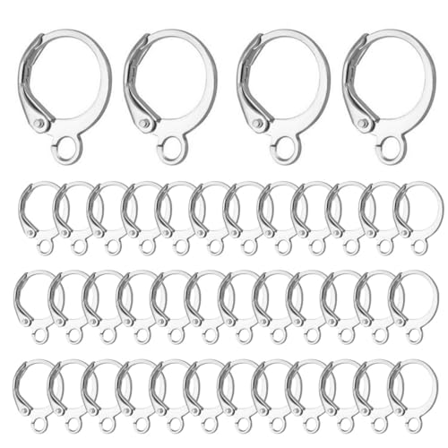 EODKSE 40 Stück Silber Hypoallergene Creolen Edelstahl Ohrringe Creolen Weinglas Charms, Brisuren Ohrringe Mit Schleifen Edelstahl Ohrringe DIY Zubehör Brisuren Ohrhaken Creolen Basteln von Ohrhängern von EODKSE