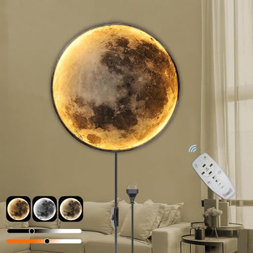 60cm Mond Wandleuchte Dimmbar mit Fernbedienung,Innen LED 45W Kinderzimmer Wandlampe Nachttischlampe mit Schalter und Kabel Stecker Art Dekorative Mondlampe Wandbeleuchtung für Schlafzimmer Wohnzimmer von EOEO