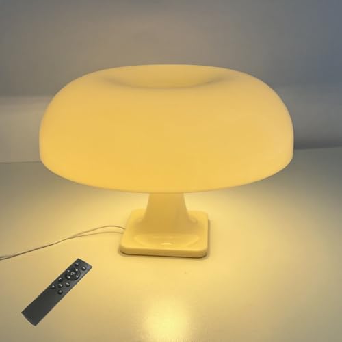 EOEO 12W Nachttischlampe mit Fernbedienung LED Pilz Tischlampe Dimmbar, Speicherfunktion, 3 Farbtemperaturen, Acrylschirm Tischleuchte Leselampe für Schlafzimmer Wohnzimmer Büro,Weiß von EOEO