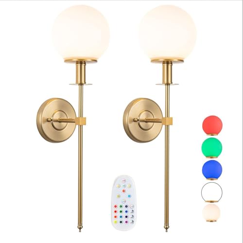 EOEO 2 Stück E27 Akku Wandleuchte RGB mit Schalter Kabellos Wandlampe USB Aufladbare mit Fernbedienung Dimmbarer Helligkeit Schlafzimmer Nachttischlampe für Arbeitszimmer Speisesaal Hotel EOEO 2 Stück E27 Akku Wandleuchte RGB mit Schalter Kabellos Wandlampe USB Aufladbare mit Fernbedienung Dimmbarer Helligkeit Schlafzimmer Nachttischlampe für Arbeitszimmer Speisesaal Hotel von EOEO