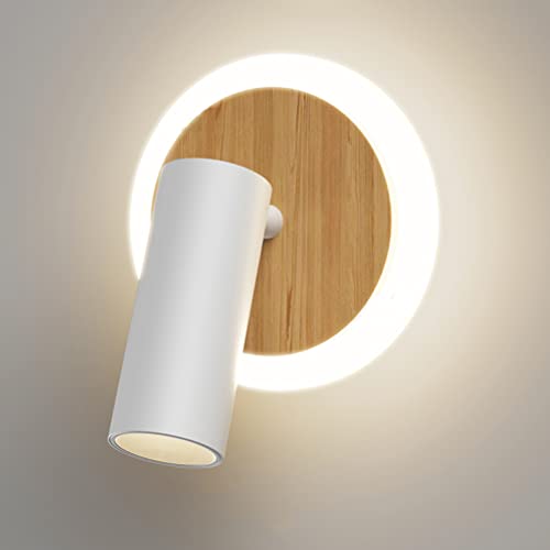 EOEO LED Wandleuchte 13W Holz Verstellbar Wandlampe 3000K Warmes Licht Nachttischlampe Wand-Leselampen, Innen Modern Drehbare Wandspot für Wohnzimmer Schlafzimmer Treppe Flur, Weiß EOEO LED Wandleuchte 13W Holz Verstellbar Wandlampe 3000K Warmes Licht Nachttischlampe Wand-Leselampen, Innen Modern Drehbare Wandspot für Wohnzimmer Schlafzimmer Treppe Flur, Weiß von EOEO