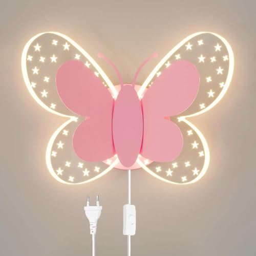 EOEO LED Wandleuchte Kinderzimmer mit Schalter,10W Schmetterling Wandlampe mit Stecker und Kabel 3 Farben Dimmbar Junge Mädchen Raumlampe Nachtlicht Innen Kinder Schlafzimmer Nachttischlampe EOEO LED Wandleuchte Kinderzimmer mit Schalter,10W Schmetterling Wandlampe mit Stecker und Kabel 3 Farben Dimmbar Junge Mädchen Raumlampe Nachtlicht Innen Kinder Schlafzimmer Nachttischlampe von EOEO