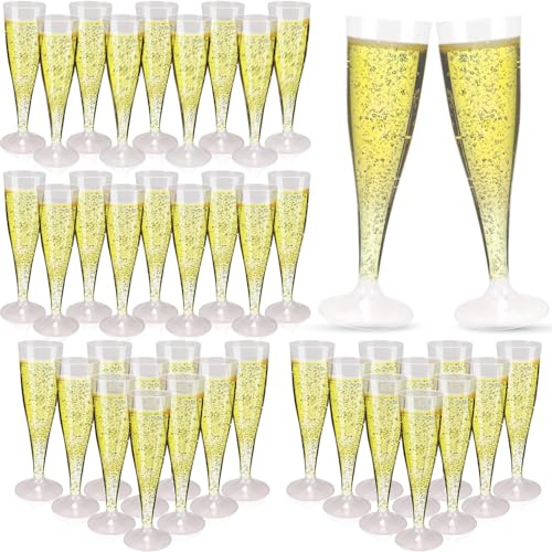 EOGRFW 50 Stück Sektgläser Plastik,Mehrweg Champagnergläser, 133ml Wiederverwendbare Kunststoff Champagner Gläser, Sektflöten für Hochzeit Geburtstage Picknicks Partys von EOGRFW