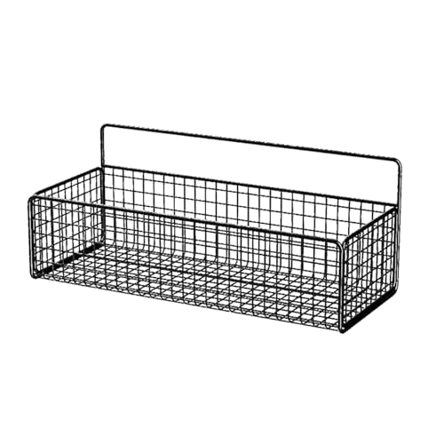 EOJDDPA Küche hängende Lagerregal Wandmontaged Punch Sparsparorganisator Korb für Schlafzimmer Schlafzimmer Robustes Eisenmaterial 15 x 15,5 x 36 cm (Schwarz) von EOJDDPA