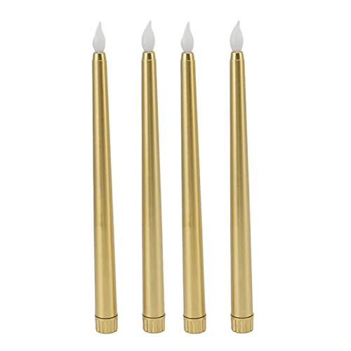 EOJDDPA LED -Kerzen LED Taper Kerzen Flameless Taper Candles Realistic Flackering Flame Safe Batterie betrieben warmes weißes Licht für Hochzeitsationen Wohnkultur 4 PCs (Gold) von EOJDDPA