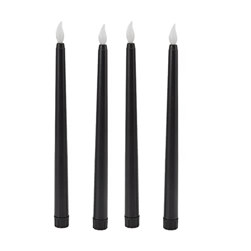 EOJDDPA LED -Kerzen LED Taper Kerzen Flameless Taper Candles Realistic Flackering Flame Safe Batterie betrieben warmes weißes Licht für Hochzeitsationen Wohnkultur 4 PCs (Schwarz) von EOJDDPA