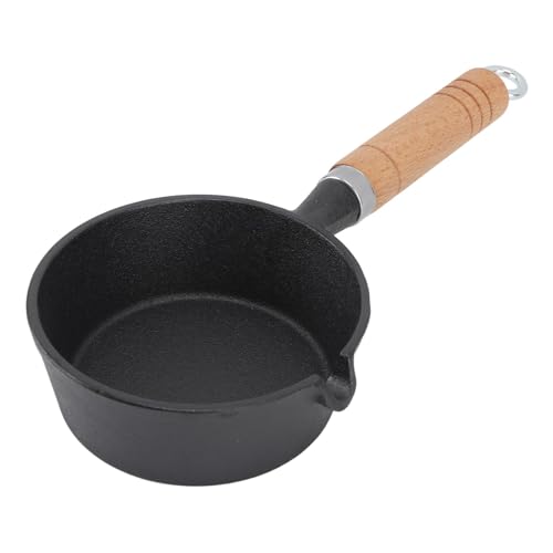 EOJDDPA Mini Gusseisen -Pfanne vor gewürzte kleine Pfanne mit massivem Holzgriff für die Küche im Freien im Freien für Eierpfannkuchen und mehr (11 * 5cm) (13 * 5cm) von EOJDDPA