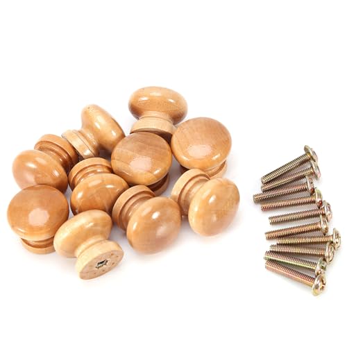 EOJDDPA Naturholzschublade Griffe Schrankknöpfe 10 Prozent ergonomische runde Zieh für Küchenschrank Schubladen Kleiderschrank Tür Wohnzimmer Schlafzimmer Möbel Hardware Langlebige (Kleine 24 mm) von EOJDDPA
