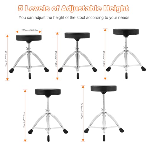 EOJDDPA Universal Drum Thron Round gepolstert Trommel Sitzhocker Doppelmarke Edelstahlbeine Anti-Rutsch 5-Pegel Verstellbare Höhe für Erwachsene Schlagzeuger EOJDDPA Universal Drum Thron Round gepolstert Trommel Sitzhocker Doppelmarke Edelstahlbeine Anti-Rutsch 5-Pegel Verstellbare Höhe für Erwachsene Schlagzeuger von EOJDDPA