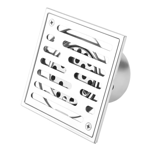 Edelstahl Quadratboden Abfluss großer Kaliber Anti -Geruchsduschabwässerung mit Sieb Design Schneller Wasserfluss für Badezimmer Küchengarage (110 * 110 mm (Modell mit großem Durchmesser)) von EOJDDPA