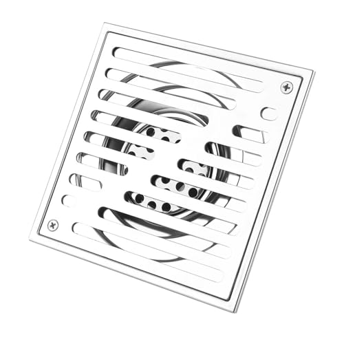 Edelstahl Quadratboden Abfluss großer Kaliber Anti -Geruchsduschabwässerung mit Sieb Design Schneller Wasserfluss für Badezimmer Küchengarage (150 * 150 mm (Modell mit großem Durchmesser)) von EOJDDPA