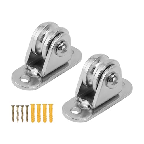 Kleiner Flaschenzugblock, Edelstahl, geräuschlose Flaschenzugrolle, Wandmontage, feste Flaschenzugrolle für Heimwerkerausrüstung, Drahtseilschiene, Schiebetor (2pcs) von EOJDDPA