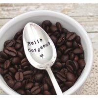 Hallo Wunderschön - Kaffee Tee Eis Löffel Hand Gestempelt Vintage Silber Vergoldet Besteck Geschenke Für Sie Mama Schwester Freund Guten Morgen von EOJStudios