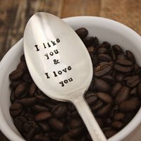 I Like You & Love Löffel - Hand Gestempelt Handgestempelt Kaffee Eis Erdnussbutter Vatertagsgeschenk Für Ihn Sohn Papa Daddy Pop von EOJStudios