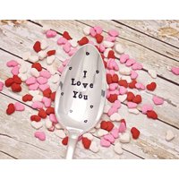 Ich Liebe Dich Kaffee Löffel - Handgestempelt Valentinstag Geschenk Hand Gestempelt Kaffee-Liebhaber Eis-Tee Vintage Silberbesteck von EOJStudios