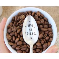 Made Of Stars - Handgestempelter Löffel Kaffee Tee Eis Müsli Inspiration We Are All Made David Bowie Fan Stocking Stuffer von EOJStudios