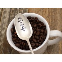 The Best Is Yet To Come - Handgestempelter Löffel Kaffeerührstab Vintage Versilbertes Silberbesteck Upcycled Geschenk von EOJStudios