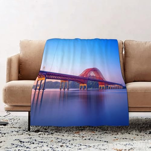 EOMKSE Kuscheldecke Flauschig Decke - weiche warme Fleecedecke 150x200cm als Decke Sofa,Banghwa-Brücke und Han-Fluss in Seoul, Korea,Wohndecke oder Couchdecke überwurf von EOMKSE