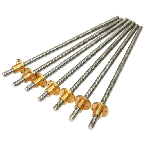 1 Satz T10-Leitspindel, 10 mm Durchmesser, 2 mm Steigung, 100–500 mm Länge mit Messingmutter for 3D-Drucker und CNC-Maschinen(300mm) von EOMO