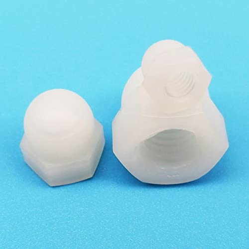Nylon-Hutmuttern DIN1587 – 5/10/50 Stück M3 bis M16, dekorative Sechskant-Hutmuttern for verschiedene Anwendungen(White,50pcs M5) von EOMO