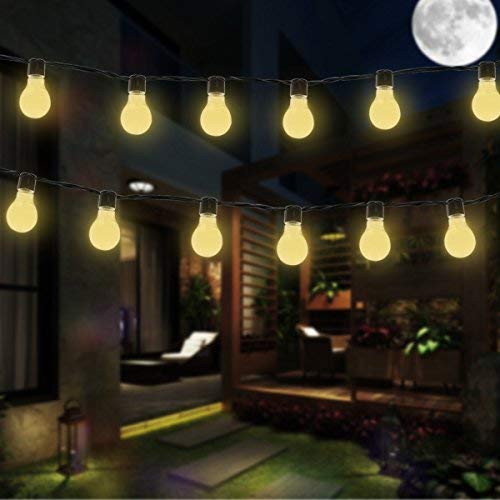 EONANT Solar-Outdoor-Lichterkette, 3.5M mit 10 kugelförmigen Kunststoff-Glühbirnen, wetterfeste Lichterkette für den Innen- und Außenbereich, Gartenpavillon-Balkon-Partydekoration (10LED) von EONANT