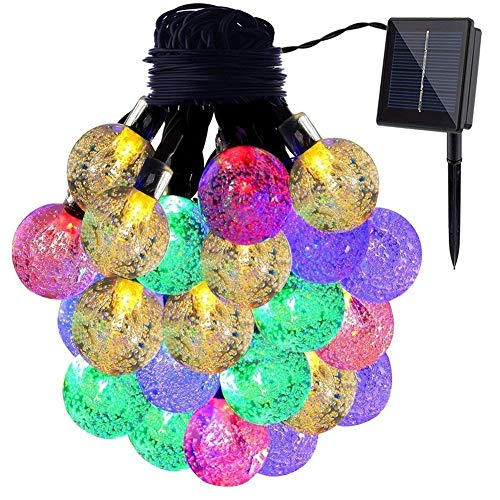 EONANT Outdoor Solar Lichterkette, 30LED 20 Fuß Solar Kristallkugel wasserdichte Lichterketten, Gartenkugel Lichter, Weihnachten, Urlaub, Zuhause, Hochzeit, Partydekoration Beleuchtung (Multicolor) von EONANT