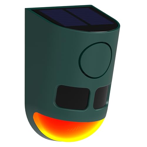 EONANT Solar-Bewegungssensor-Alarm, Bewegungsaktivierungsdetektor im Freien 129dB Geräuschgenerator 4 Arbeitsmodus mit Blitz, Gartenschune Farmwarnung (1 Stück) von EONANT