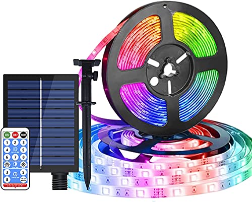 EONANT Solar Lichtstreifen 10m 240led wasserdichte flexible LED Band LED Stimmung Seillampe im Freien, LED Lichtstreifen Dekoration Garten Weihnachtsfeier, 8-Modi mit Fernbedienung (Mehrfarbig) von EONANT