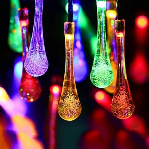 EONANT Solar String Lichter im Freien wasserdicht, 20 Fuß 30 LED Wassertropfen Solar Fee Lichter 8 Modi, Patio Garten Party Veranda Weihnachtsdekoration(Multicolor) von EONANT
