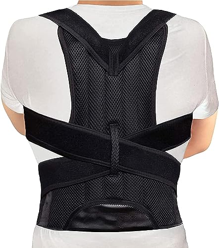 EONANT Verstellbare und atmungsaktive Rückenstütze verbessert die Haltung und lindert Nacken-, Rücken- und Schulterschmerzen (Schwarz, 4XL) von EONANT
