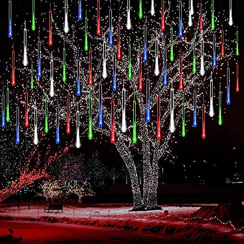 Fallende Lichter, EONANT 30cm 10 Tubes 360LEDs Solarfalllichter Meteorschauer Lichter Regen Tropfen Lichter für Bäume Parteien Hochzeit Garten Haus Dekoration (Multicolor) von EONANT