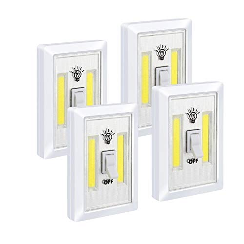 LED Nachtlicht, EONANT touch COB LED schnurloses Lichtschalterlicht mit Klettverschluss, Schrank, Garage, Treppenhaus, Regal, Flur, batteriebetrieben (4Pack) von EONANT