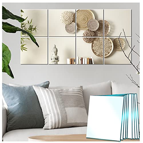 EONAZE Glas Spiegelfliesen Selbstklebend Spiegel Kleben Klebespiegel für Schrank, Wand, Tür, 8 Stücke 20.5x20.5 cm HD Mirror Dekorative Wandspiegel für Badezimmer, Wohnzimmer, Küche von EONAZE