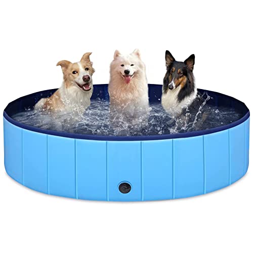 EONPOW Faltbarer Hundepool 160x30cm - Großes PVC Planschbecken für Hunde,Rutschfestes Schwimmbad,Klappbare Hund Planschbecken von EONPOW