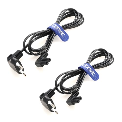 EONVIC 2PCS Rechtwinkliger Eurostecker zu C7 Stromkabel, 250V 2.5A Stromkabel Stecker Typ C CEE 7/16 zu C7 für DELL Samsung Laptop Monitor LG Philips TV Kleingeräte Haushaltsgeräte 2M von EONVIC