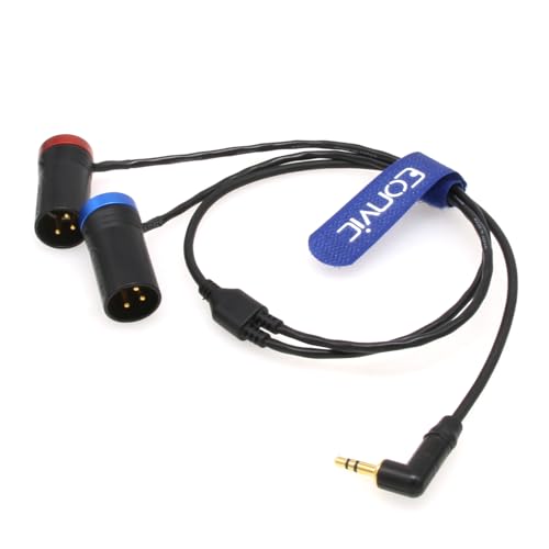 Eonvic 3,5 mm rechtwinkliger TRS auf doppeltem Low-Profile-XLR-Stecker, Y-Kabel für Rode Wireless GO II Dual Channel Wireless Mikrofonempfänger mit Recorder/Kamera von EONVIC