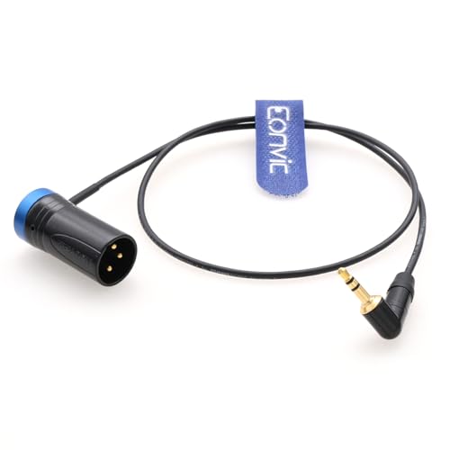 Eonvic Audiokabel für Sennheiser Rode Drahtlosmikrofon-Empfänger zu Kamera Sony Canon Sound Devices 688 633 Recorder, rechtwinklig 3,5mm zu Low-Profile XLR 3 Pin Male 60cm (Blau) von EONVIC