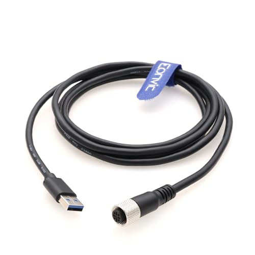Eonvic Industrial M12 4 Pin A Code Female to USB 2.0 Male Data Connection Cable High Flex Shielded Moulded IP67 Waterproof Cable (4pin A Female, 8M) von EONVIC