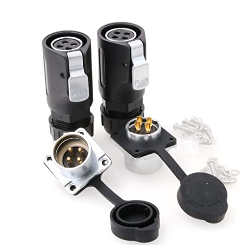 Eonvic LP20 Aviation Connector Female Plug Male Panel Socket Wasserdichte Drahtverbinder Industrial Solder Plug Socket Panel Mount Connector (4Pin) von EONVIC