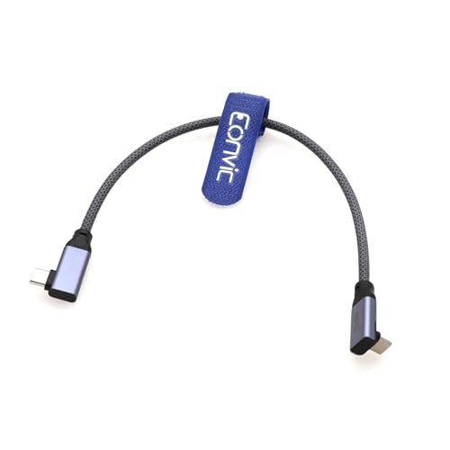 Eonvic USB C 3.1 Geflochtenes Spiralkabel GEN 2 10Gb/s 100W Ladekabel für iPhone 15 Pro Max Plus Samsung Galaxy Tablets Laptops (Grau 30cm, RA USB C- UP USBC) von EONVIC