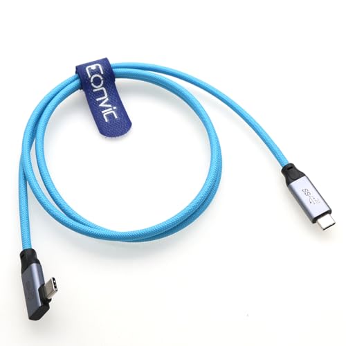 Eonvic USB C 3.1 Geflochtenes Spiralkabel GEN 2 10Gb/s 100W Ladekabel für iPhone 15 Pro Max Plus Samsung Galaxy Tablets Laptops (Blau 1m, RA USB C) von EONVIC