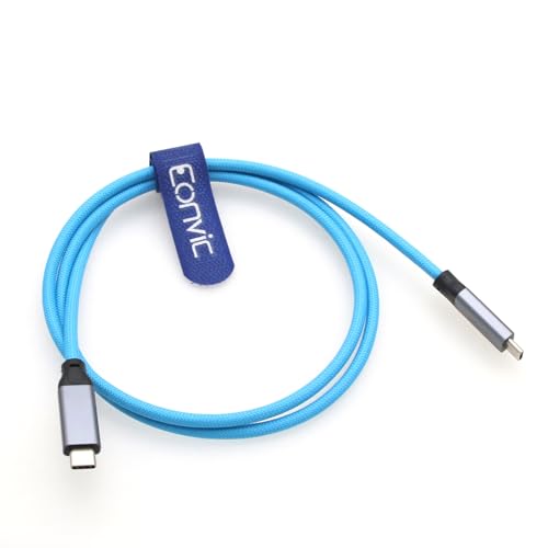 Eonvic USB Typ C 3.2 Gen 2 20Gb/s 100W 4K 60Hz Ladedaten Geflochtenes Spiralkabel für iPhone 15 Pro Max Plus Samsung Galaxy Tablets Laptops Blackmagic Sony FX3 Kamera (Blau 1m, USBC-USBC) von EONVIC
